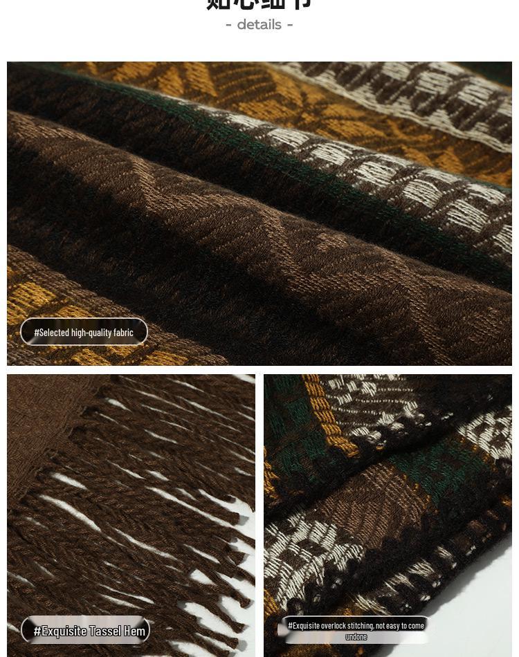 Ethnic Striped Cape: TikTok Trending Versatile Travel Shawl from Tibet & Yunnan - Warm & Stylish