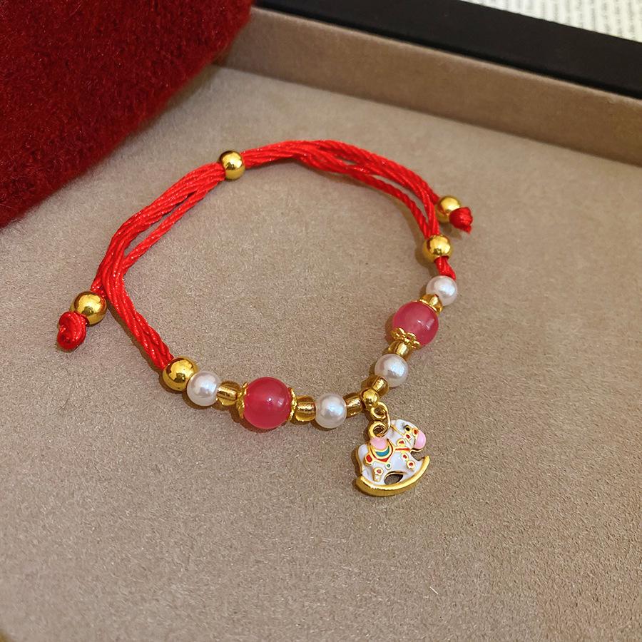 Chinesisches Rotes Schnur-Glasperlen-Armband - Hochwertiger Nischen-Handschmuck
