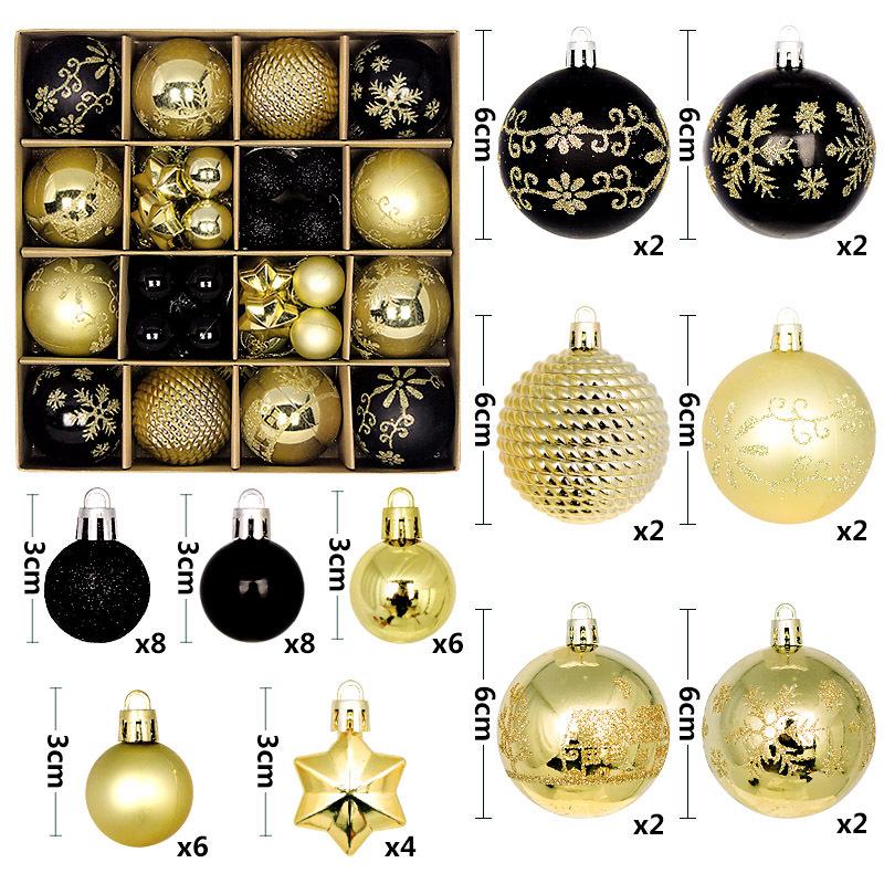 Christmas Decorative Ball Set: 44 Painted Electroplated Balls, 3-6cm, In Special-Shaped Paper Box