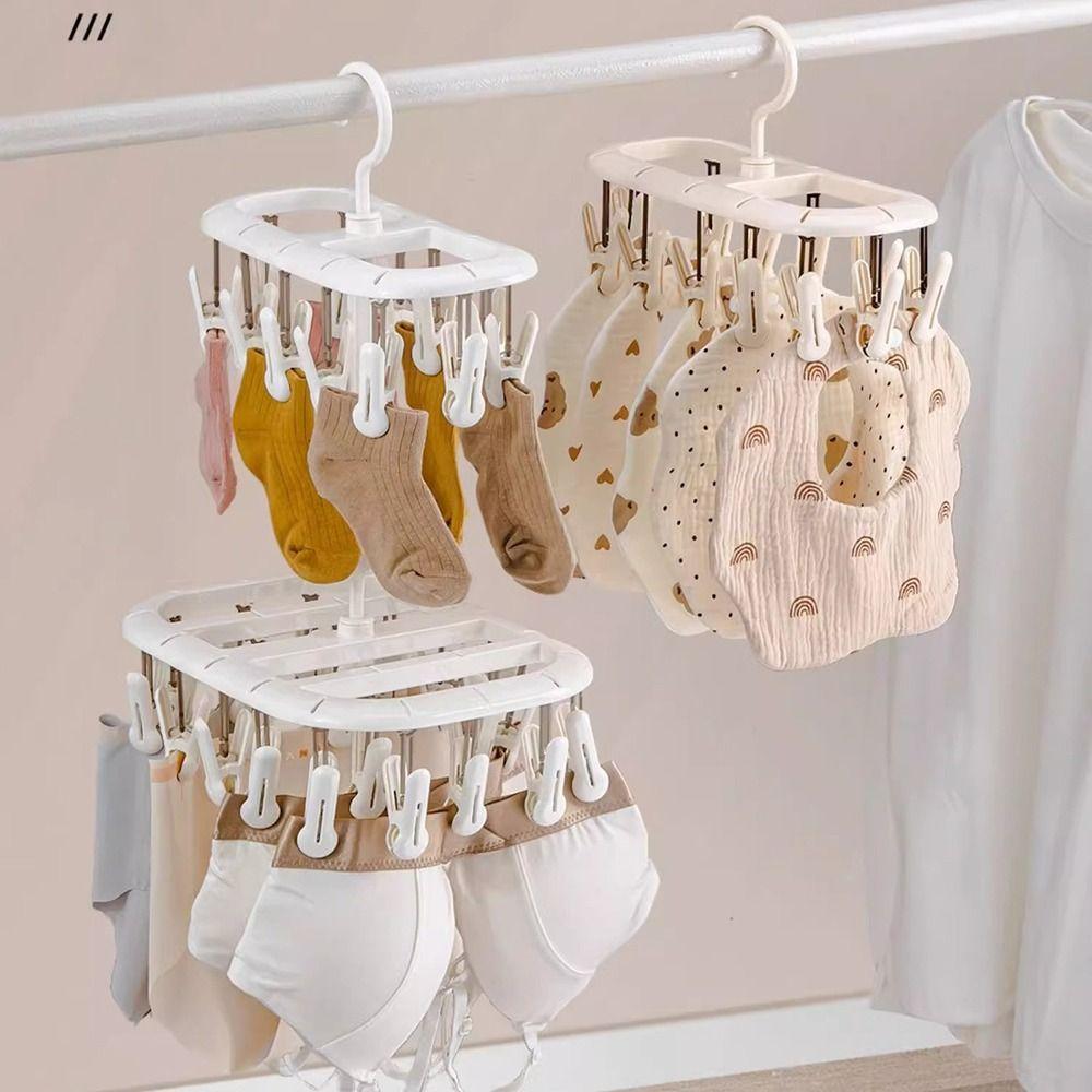 Thickened Design Sock Drying Rack 12/20 Clips Socks Organizer Holder Home Laundry