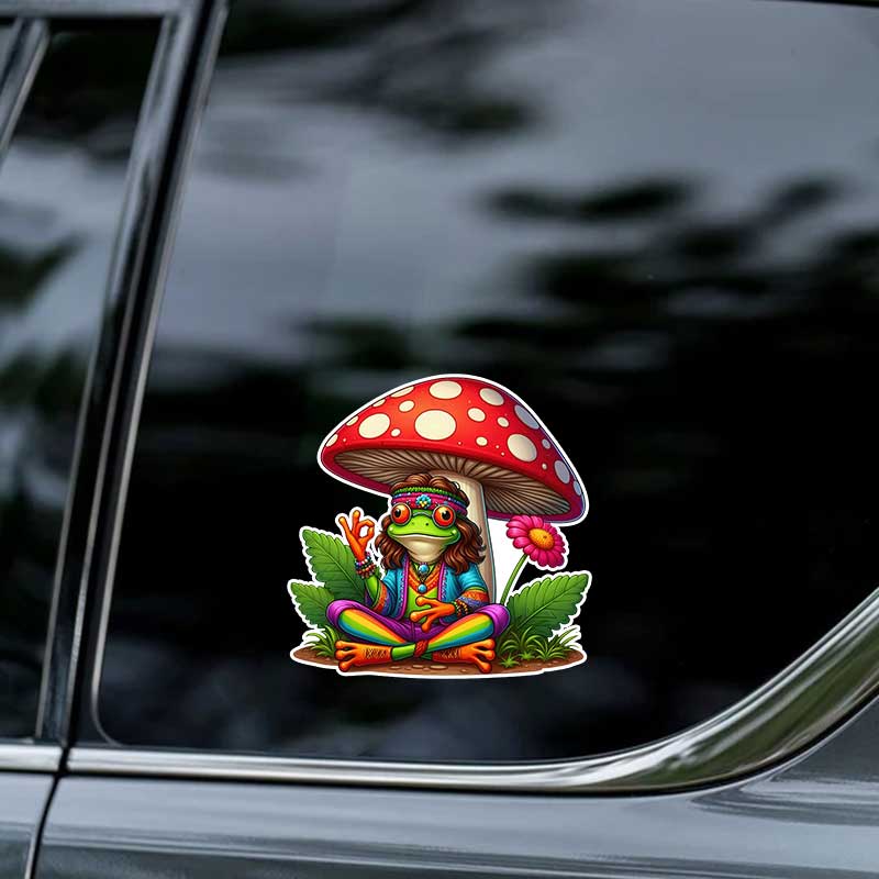 Hippie Frog Car Stickers Waterproof Vinyl Decals Auto Body Window Bumper Decor Motorcycle Helmet Stickers Y12