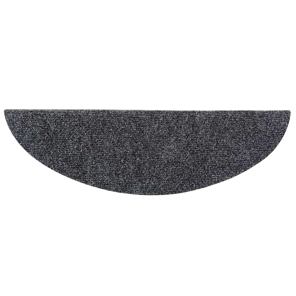 Self Adhesive Stair Treads 10 pcs 56 x 17 x 3 cm Dark Gray Semi Round