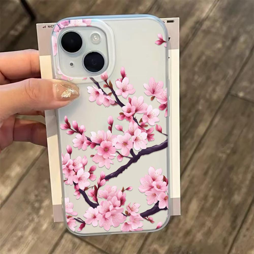 Cherry Blossoms Full Of Branches Camera Silicone Case For Iphone 17 16 Plus 15 14 13 12 11 Pro Max Full Edge Shockproof Cover