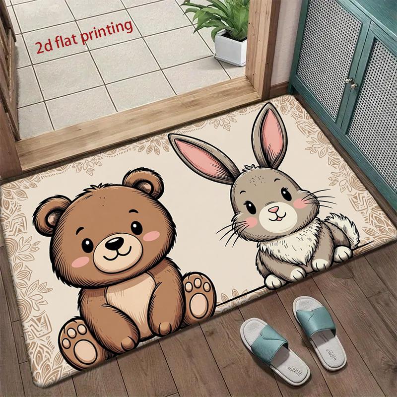 Cute Bear & Bunny Mat Living Room Decoration Home Sofa Non-Slip Carpet Study Bedroom Tatami Children'S Soft Floor Mat