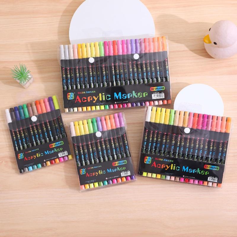 120 Colors Dual Tip Acrylic Paint for Canvas Perfect Choice for Detailed Drawing Work