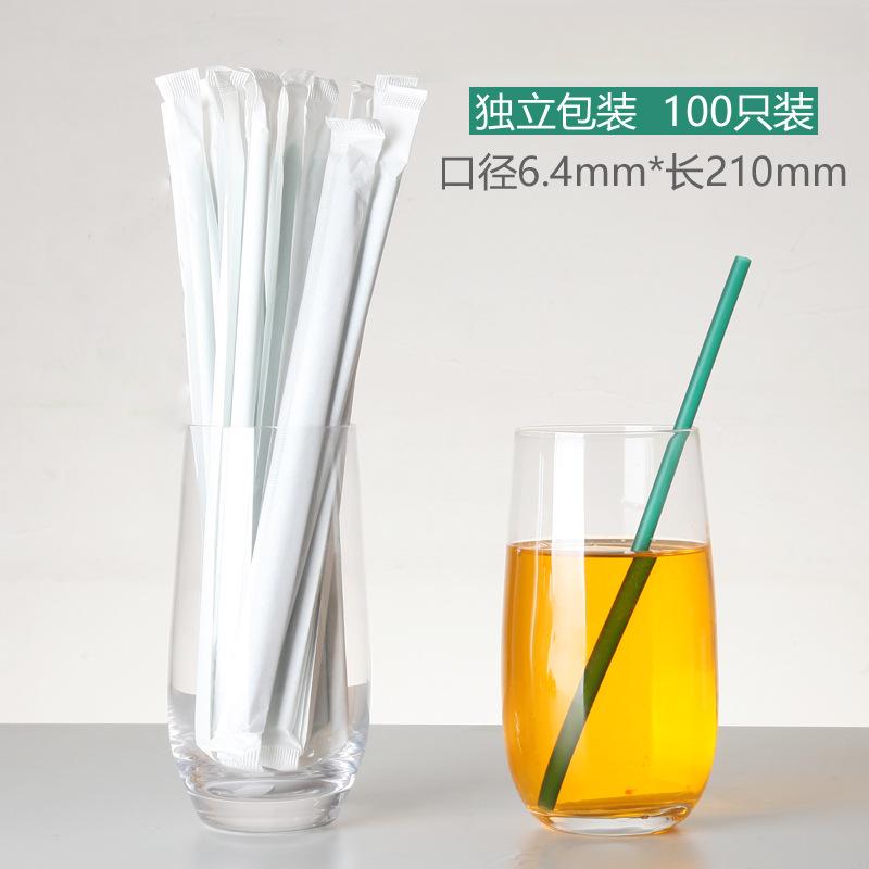 Independent Paper Packaging Disposable Straw Green Coffee Straw Black Straight Straw Juice Drink Milk Tea Straw Plastic Rietjes 100pcs