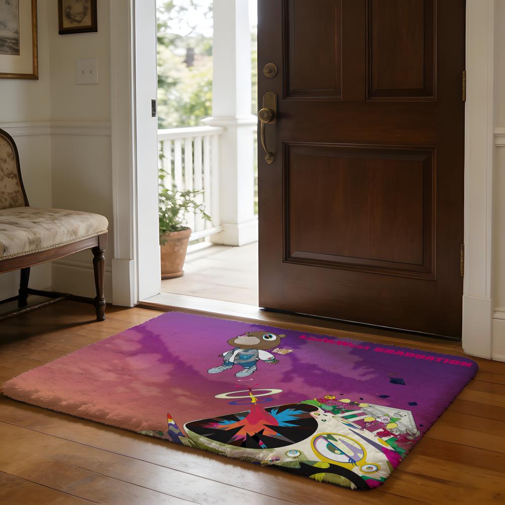 Rapper KKanye WWest Floor Mat Soft Flannel Absorbent Mat Non-Slip Rug Home Bedroom Bathroom