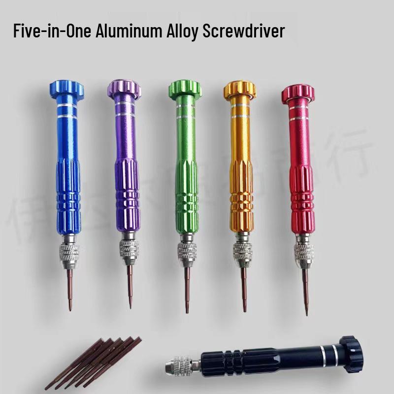 5-in-1 Aluminum Alloy Apple Phone Repair Tool Set with Magnetic Screwdriver Gold