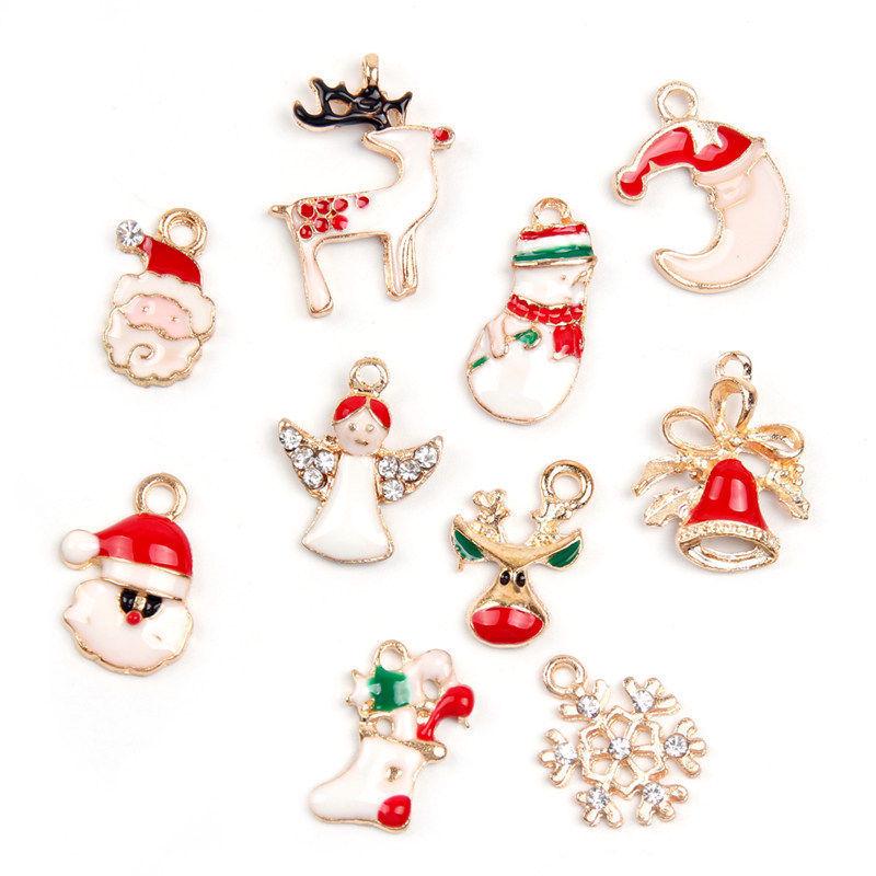 19pcs Xmas Mixed Charm DIY Christmas Jewelery Pendants Party Home Decor Metal Alloy
