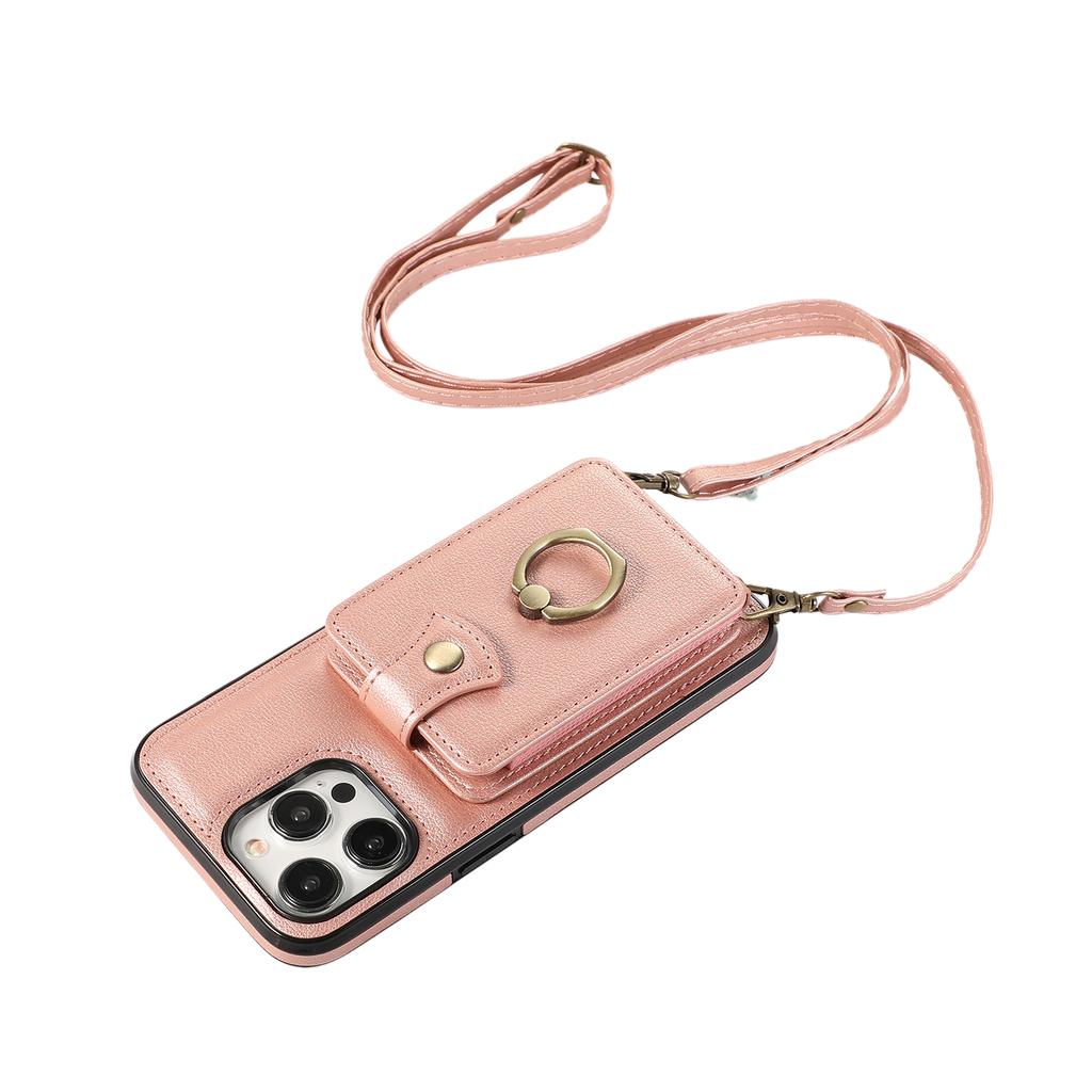 Crossbody Cards Solt Wallet Leather Case For iPhone 16 Pro Max 15 Plus 14 13 12 11 16e Ring Holder Kickstand Package Bag Cover