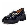 Small leather shoes women's spring new cow patent leather metal buckle shallow mouth single shoes college style women