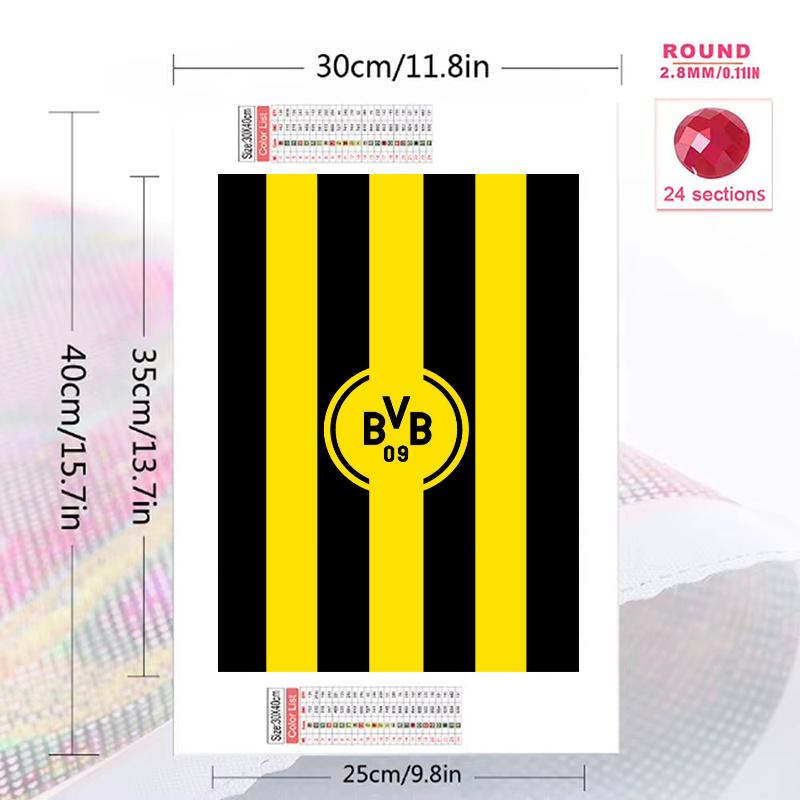 Borussia Dortmund 100% Round Full Drill 5D DIY Diamond Painting Embroidery Cross Stitch Rhinestone Décor