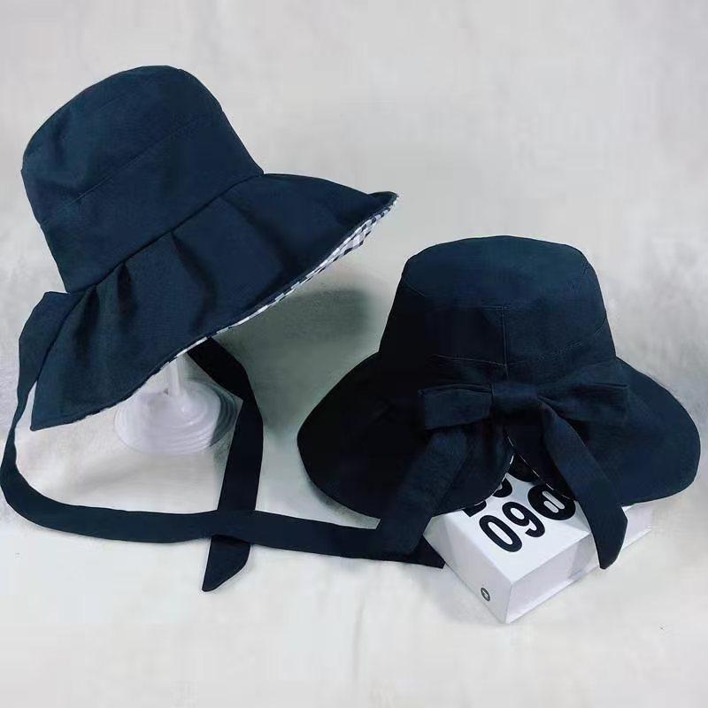 Summer sunshade sunscreen bow brim bucket hat women