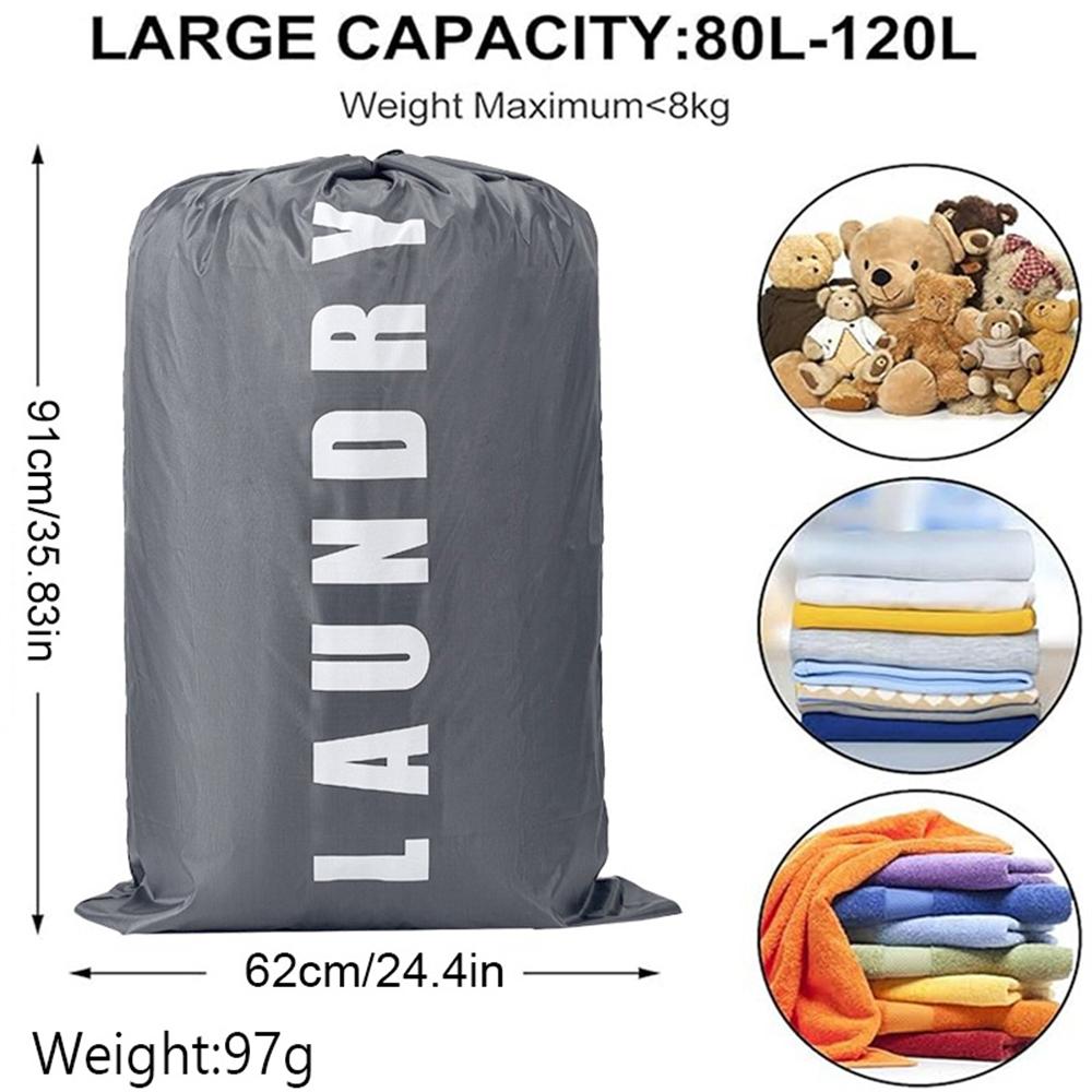 Grey High-capacity Laundry Bag Travel Storage Pouch Machine Washable Dirty Clothes Organizer Drawstring Bag Bathroom Accessories