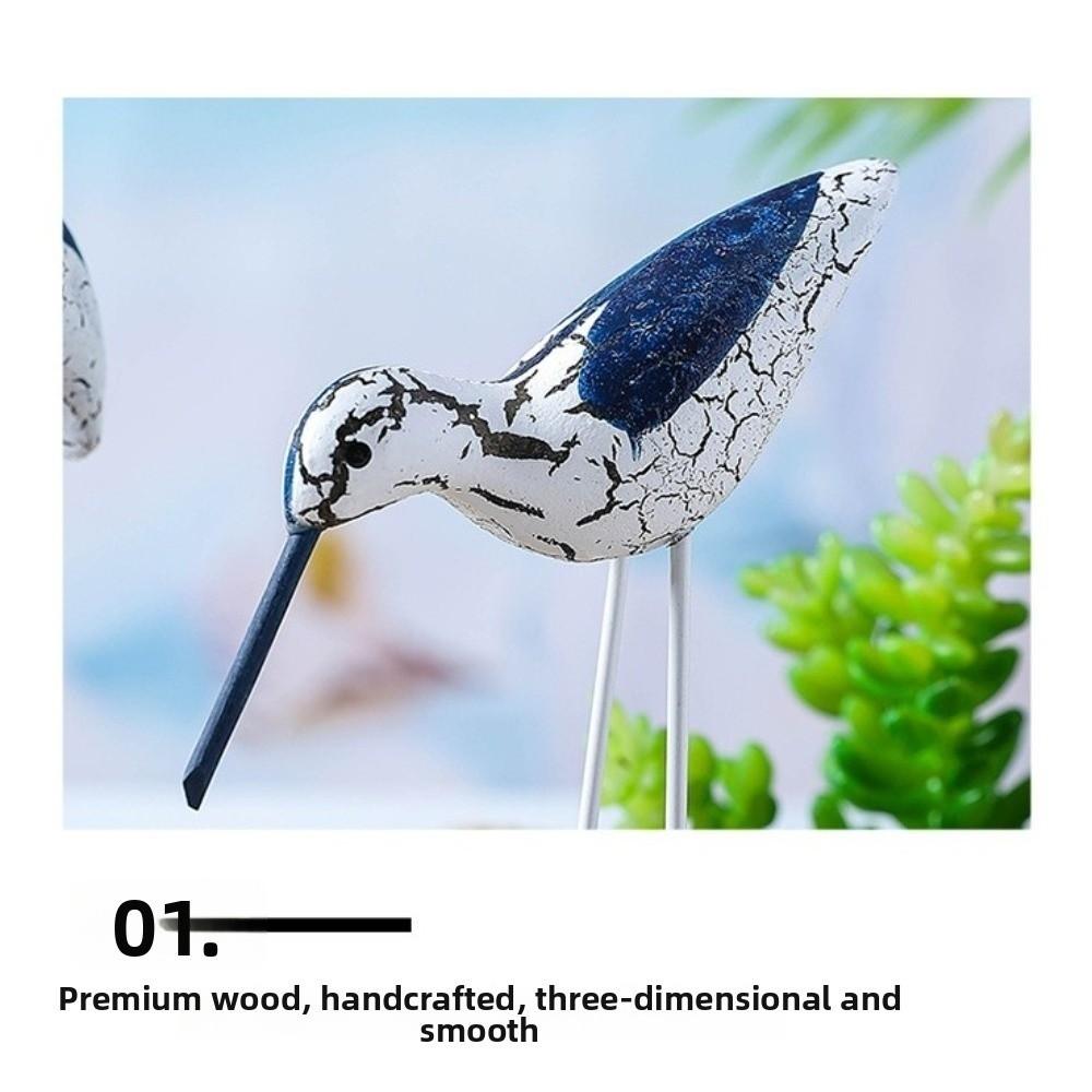 3pcs Wood Seagull Statue 5in Wooden Seabird Figurine Fashion Seagull Figurine Home Decoration