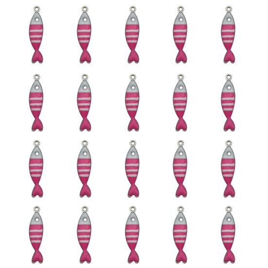 20Pcs Enamel Fish Charms Stainless Steel Fish Pendants Double-sided Striped Mini Fish Charms for DIY Jewelry Making Earring Necklace Bracelet Keychain
