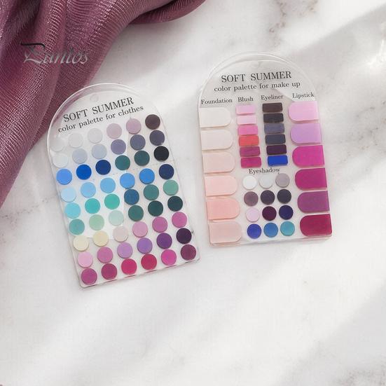 Pocket Color Analysis Card 2Pcs Summer Cards Set, Portable Seasonal Palette Set Card, Acrylic Personal Matching Guide for Outfits & Makeup