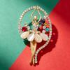 Cat's Eye Stone Ballet Dancer Brooch - High-end and Luxurious Diamond Set Formal Evening Dress Pin