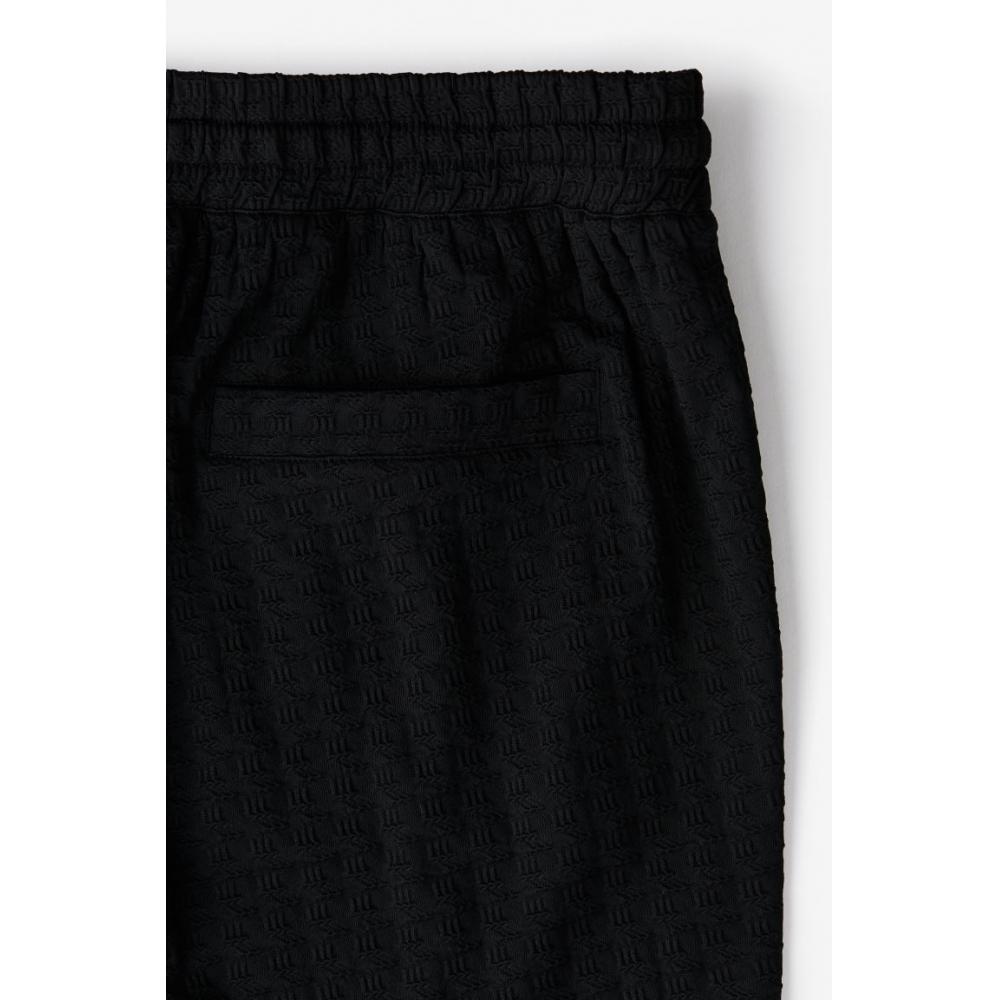H M Regular Fit Textured Sweat sHorts Black