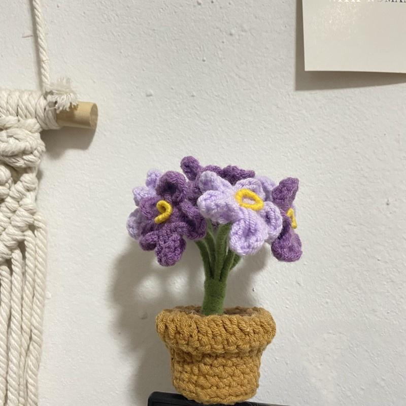 Potted Plant Handmade Crochet Artificial Knitting Flower Home Decor Diy