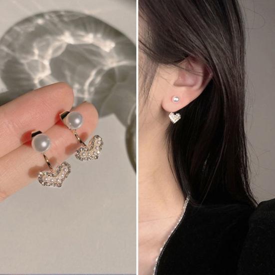 1 Pair Women Earrings Flower Faux Pearls Jewelry Vintage Bow-knot Stud Earrings Jewelry Gifts