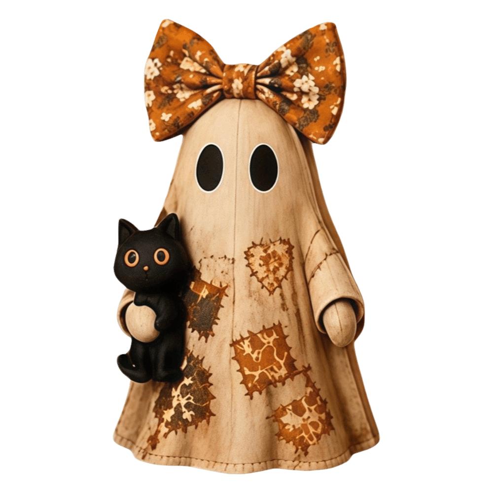 Zweiseitig bedrucktes Holzornament Handgefertigte Geisterfigur Tischdekoration Halloween