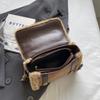 Plush Frosted Patchwork Handbag Small Square Bag Fashionable Retro Handbag Shoulder Bag