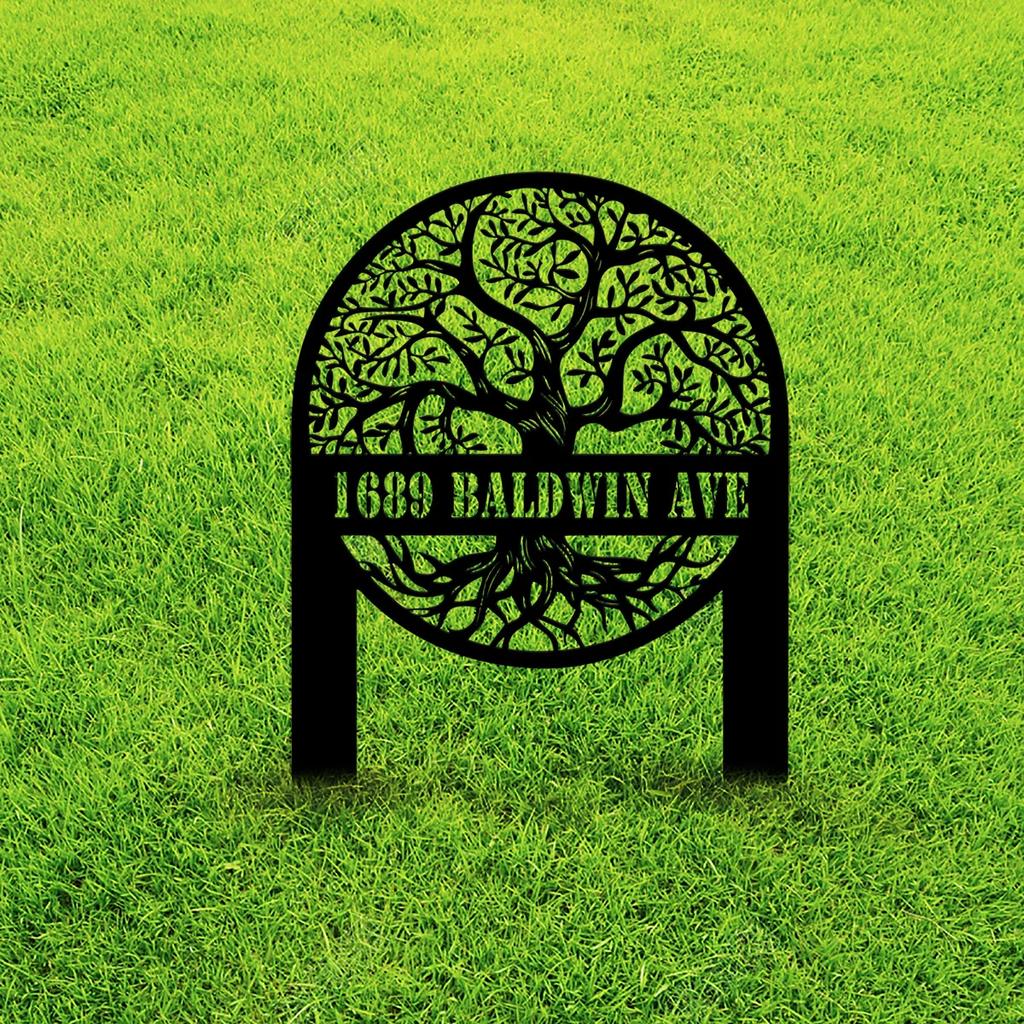 Metal Address Stake Tree House Sign Garden Metal Stake House Number Sign Tree Stake Address Marker Metal Sign