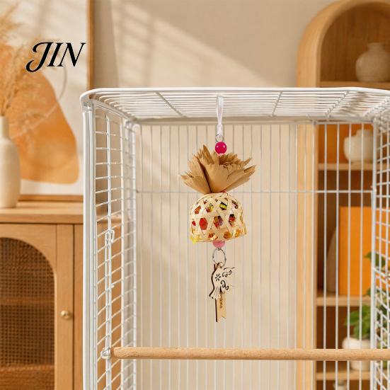 Natürlicher Bambus Vogelspielzeug Schredderball Papageienspielzeug, Zum Futtersuchen mit Papier Ungiftige Streifen, Zum Zerreißen für Wellensittich Conure Nymphensittich Agapornis Getrocknet