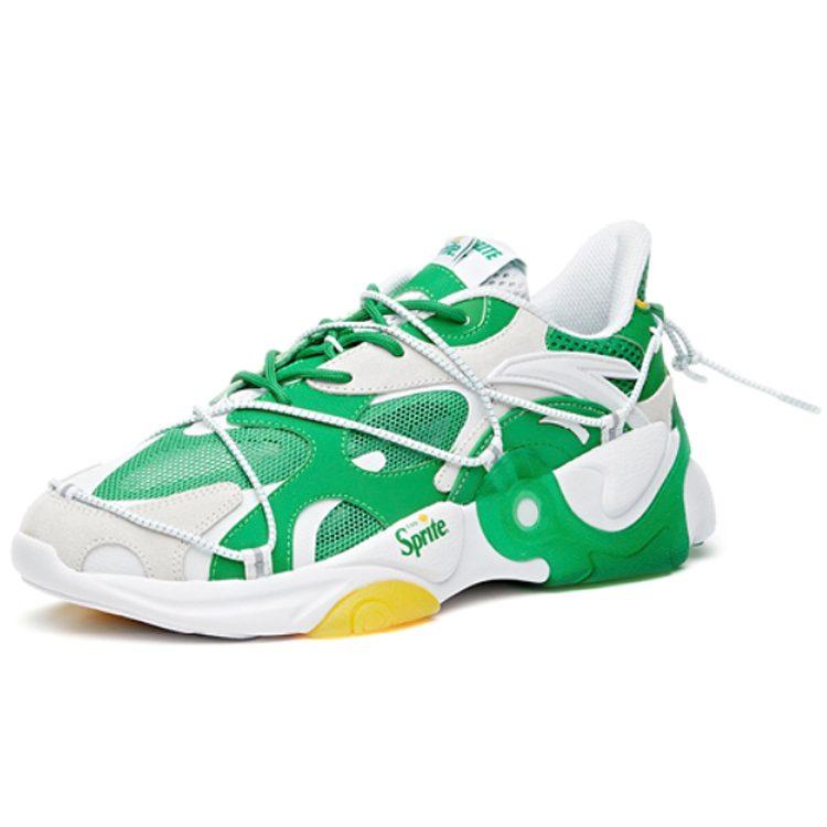 XUEBI X Anta Splitting Leather Cushioning Slip Resistant Abrasion Resistant Low Top Sports Casual Shoes White Green 912028850-8