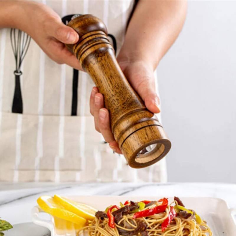 Antique Finish Wooden Spice Grinder With Manual Pepper And Salt Mill For Cooking Enthusiasts