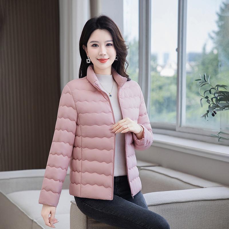 Mom's Winter New Women's Large-size Thin Padded Jacket Versatile Padded Jacket Simple Warm Stand-up Collar Padded Jacket Trendy