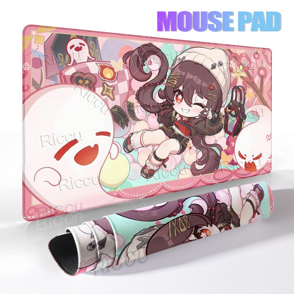 Extended Anime Kawaii Hu Tao Mousepad Non-slip Rubber Gaming Genshin Impact Mouse Pad Keyboard Professional Rugs Computer Carpet