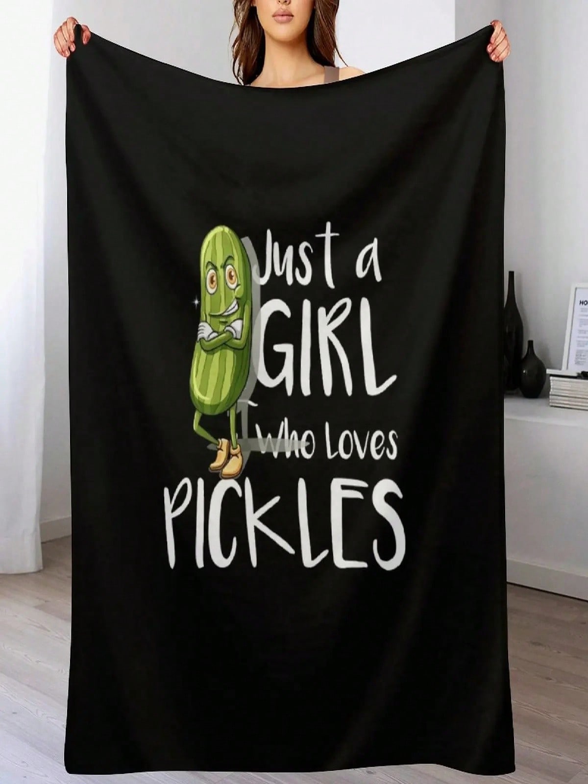 Just A  Who Loves Pickles T-Shirt, Funny Pickle Shirts, Cute Pickle Tee, Pickle Lover Gift TShirt, Birthday, G Throw Blanket S