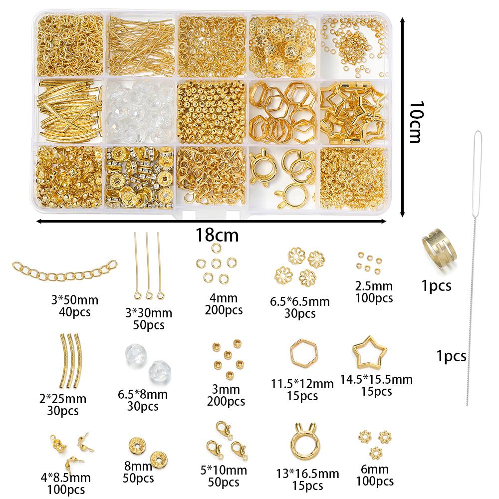 1027pcs/Set Lobster Clasp Beads Cap 9 Pins Rhinestone Beads CCB Bead Frame with Needle Kit for DIY Bracelet  Jewelry Making