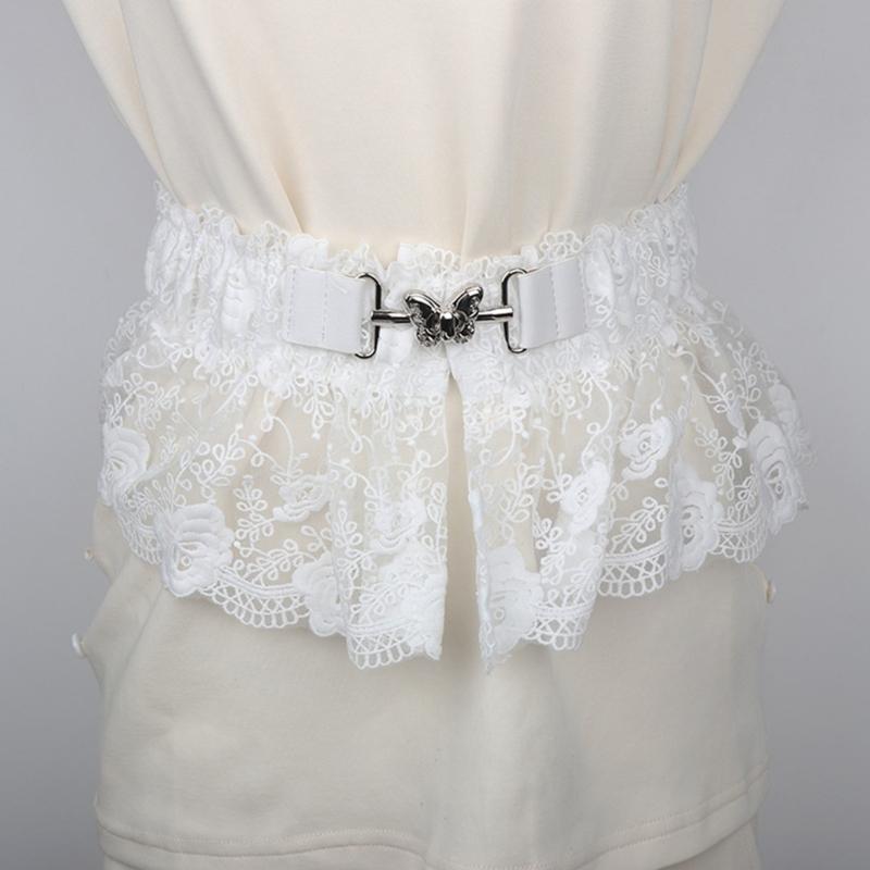 Adjustable Waist Cincher Belt Elastic Support Stretch Belt For Daily Wear Fitness Gym Classical Black Lace