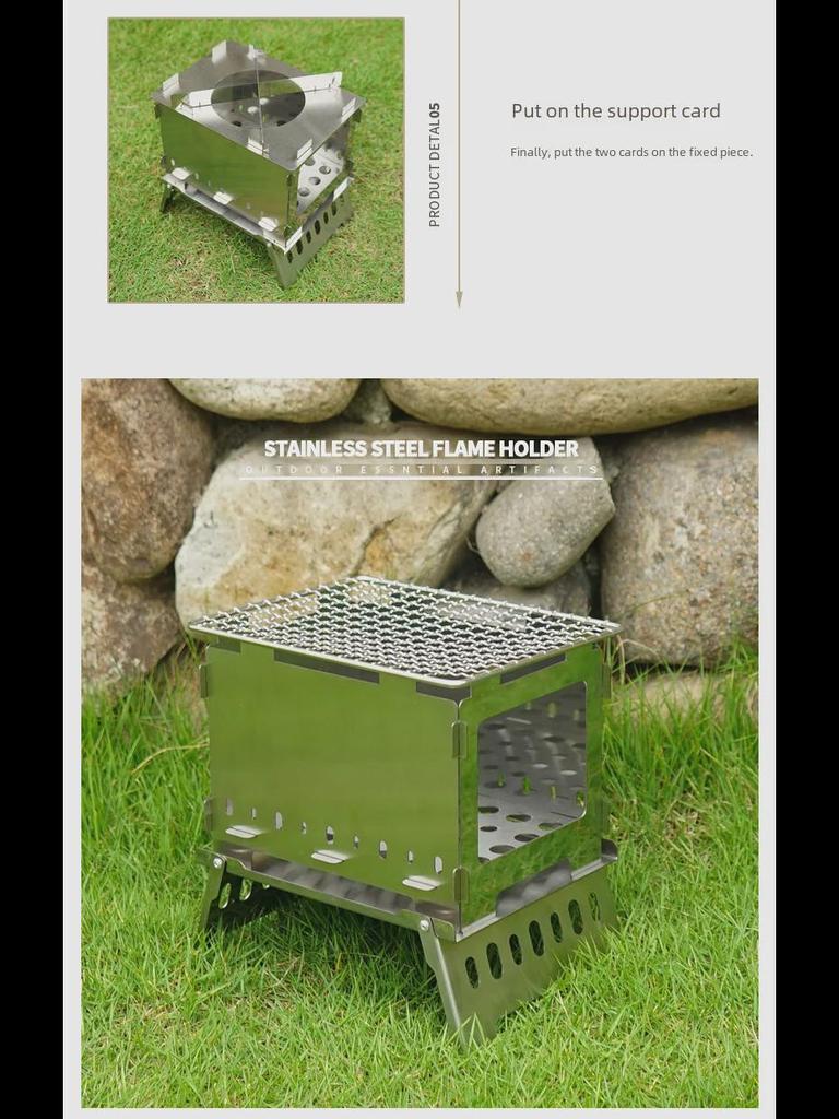 Portable Windproof Outdoor Folding Charcoal Grill and Firewood Stove