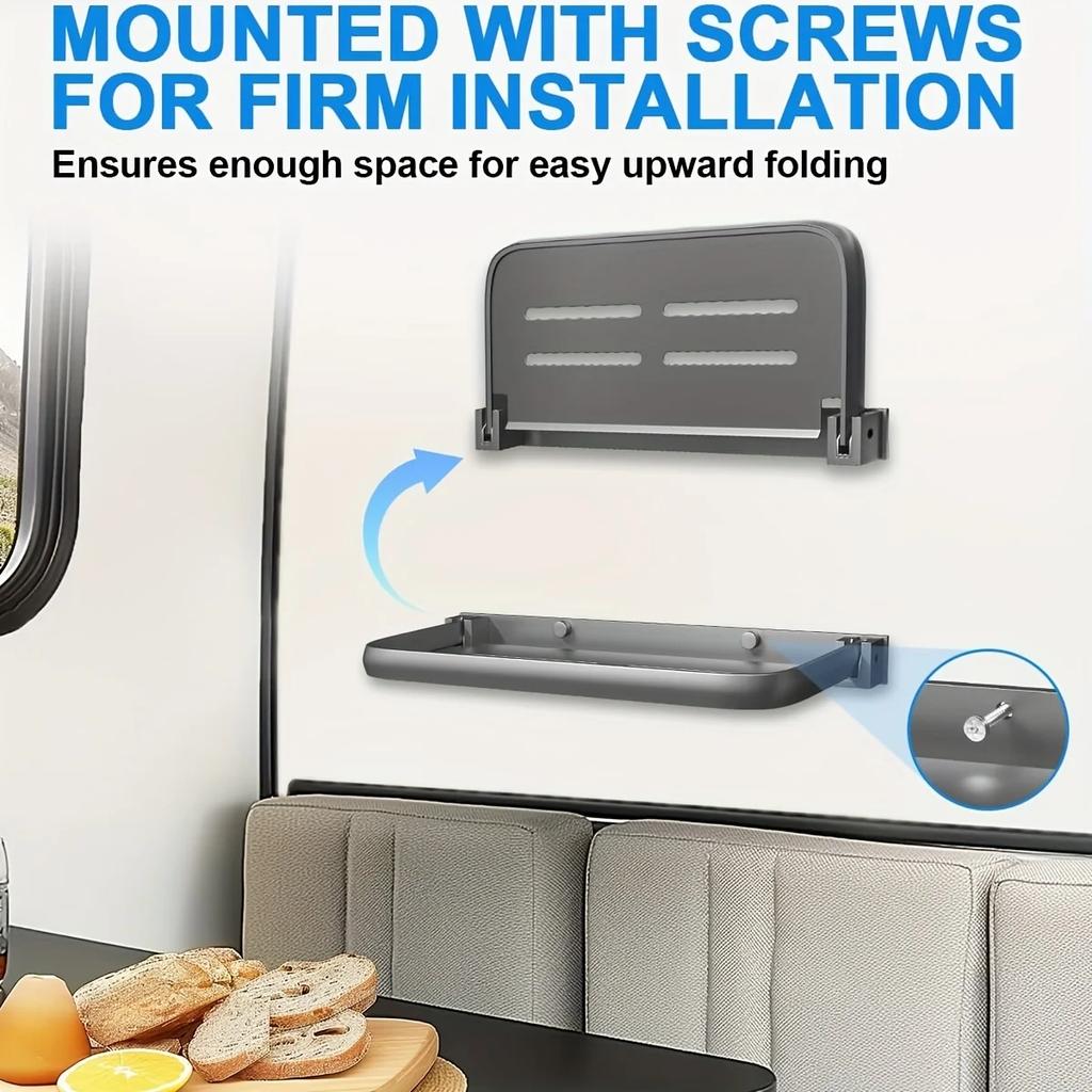 RV Folding Wall Rack Single Layer Drop-Down Aluminum Foldable Shelves Van Organizer Wall Storage Caravan Motorhome Accessories