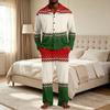 Men's Christmas Pajama Set with Button Down Shirt and Straight Leg Pants, Casual Print Sleepwear Two Piece Outfit, Festive Holiday Loungewear