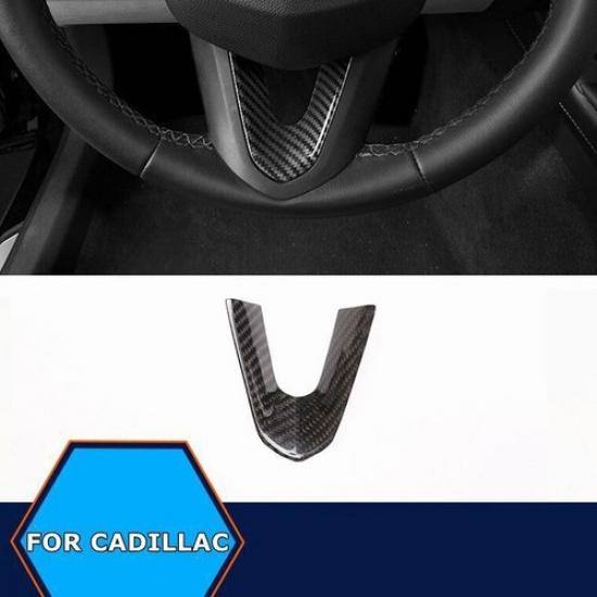 Real Carbon Fiber Car Steering Wheel Sheet Trim Cover For Cadillac CT5 2020-2022