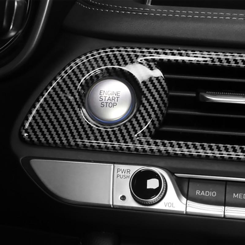 For Genesis G70     Carbon Fiber Style ABS Central Air Condition Outlet Vent Cover Trim Interior Accessories