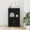 Open Storage Locker, Black Movable Storage Cabinet with Wheels, 2-tier Storage, with Double Door Storage Space, 55x40x91 Cm