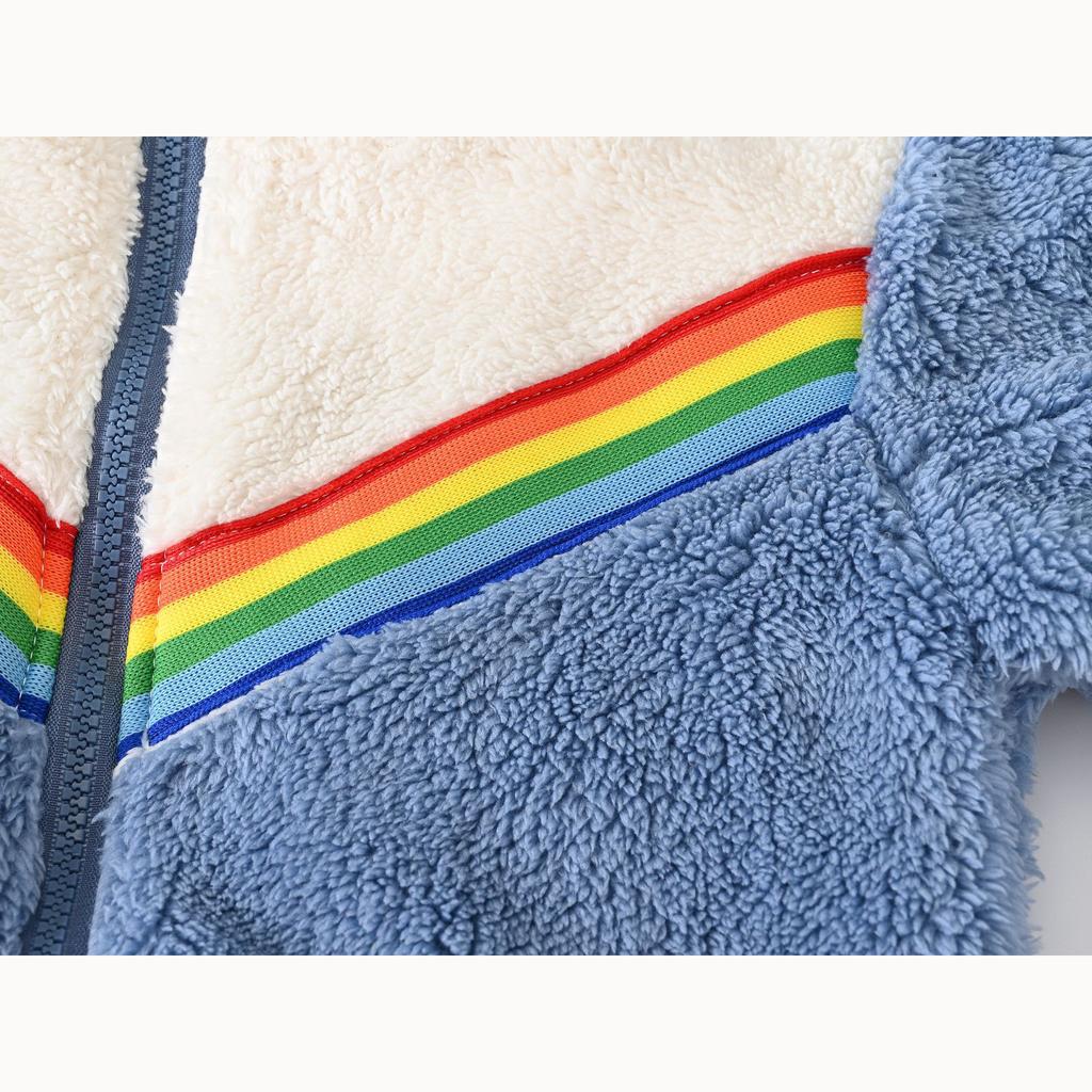 Herbst und Winter Fleece Kinderjacken für kleine und mittelgroße Kinder Splicing Ribbon Casual Zipper Jacke Warmer Pelzmantel