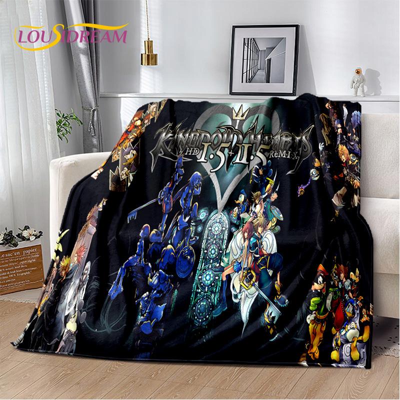 Weiche Plüschdecke mit 3D-Cartoon-Motiv „Kingdom Hearts“, Flanelldecke, Überwurfdecke für Wohnzimmer, Schlafzimmer, Bett, Sofa, Picknick, Kindergeschenk