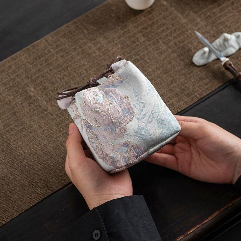 Chinese Style Brocade Tea Set Storage Bag Thickened Embroidered Chinese Style Bag Tea Cozy Travel Tea Set