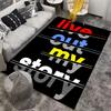 "Modern Black Carpet with 'Live Out My Story' Bold Text Design" Suitable for use as an anti-slip for living room bedroom sofas