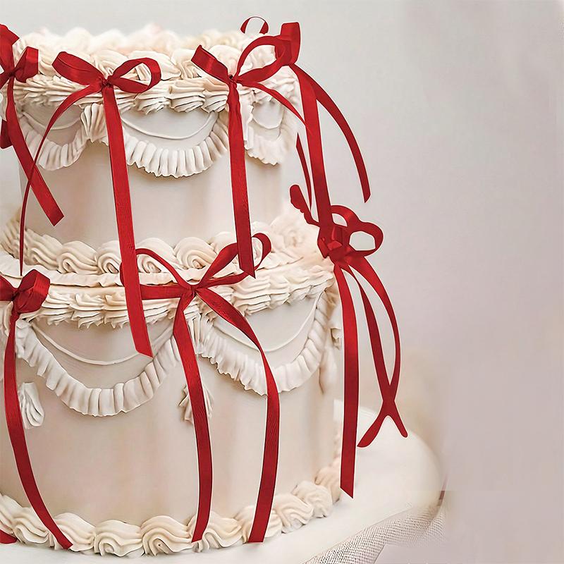 10Pcs Bow Ribbon Cake Decoration Desserts Home Decor Birthday Party Decor Kids Valentine'S Day Evening Events Cake Diy Decor