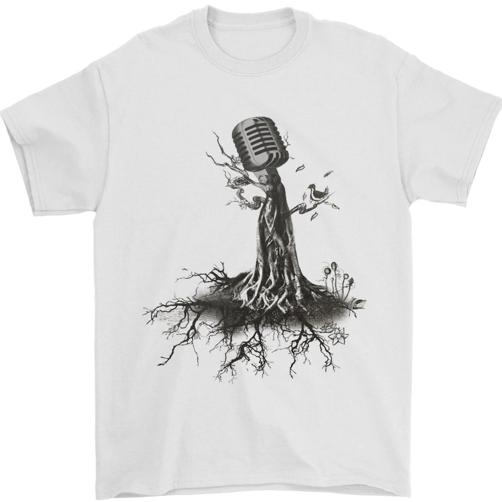 Microphone Tree Music Singing Singer Mens T-shirt Cotton XL