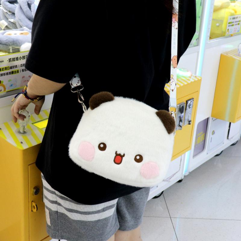 

2024 Панда Бубу и Иер Плюшевая кукла с большой головой Сумка-мессенджер Милая мультяшная кукла панды Каваи Плюшевая сумка через плечо Подарок для пары About 19X22X8CM