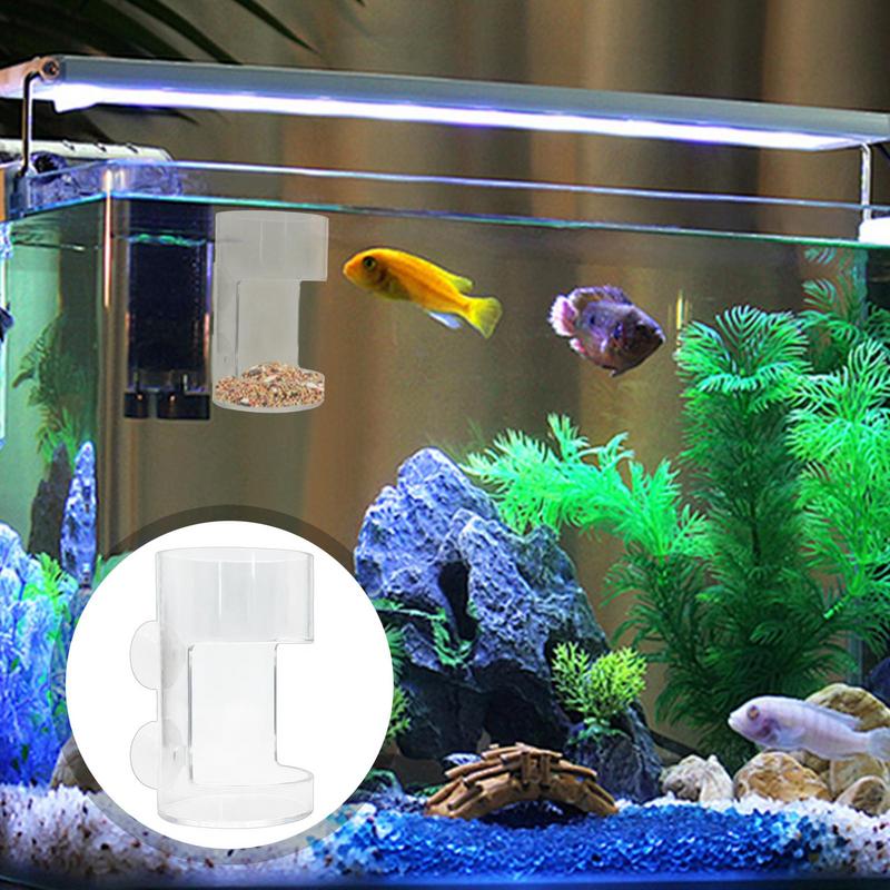 Transparent Square Round Aquarium Feeder Bowl Fish Feeder Aquarium Feeder Food Dispenser Fish Shrimp Feeder with Suction Cup